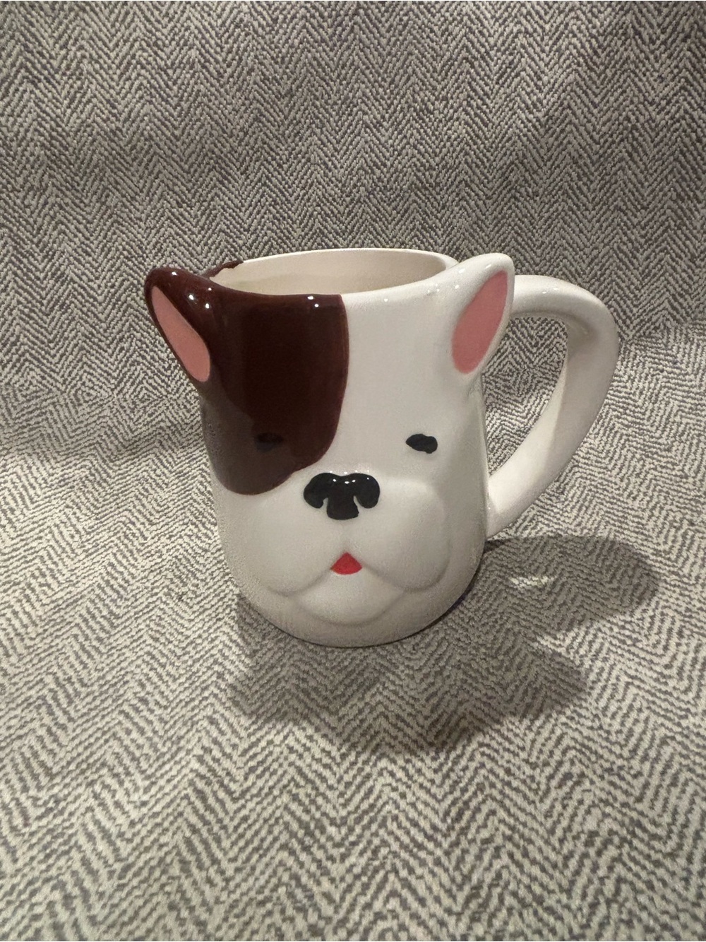 Tag Ceramic Dog Face Mug - White, Brown, Pink